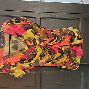 Alfani blouse with wooden patterned earrings